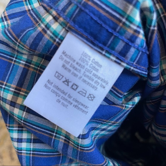 Janie and Jack toddler boys blue plaid long sleeve button down - Picture 6 of 7